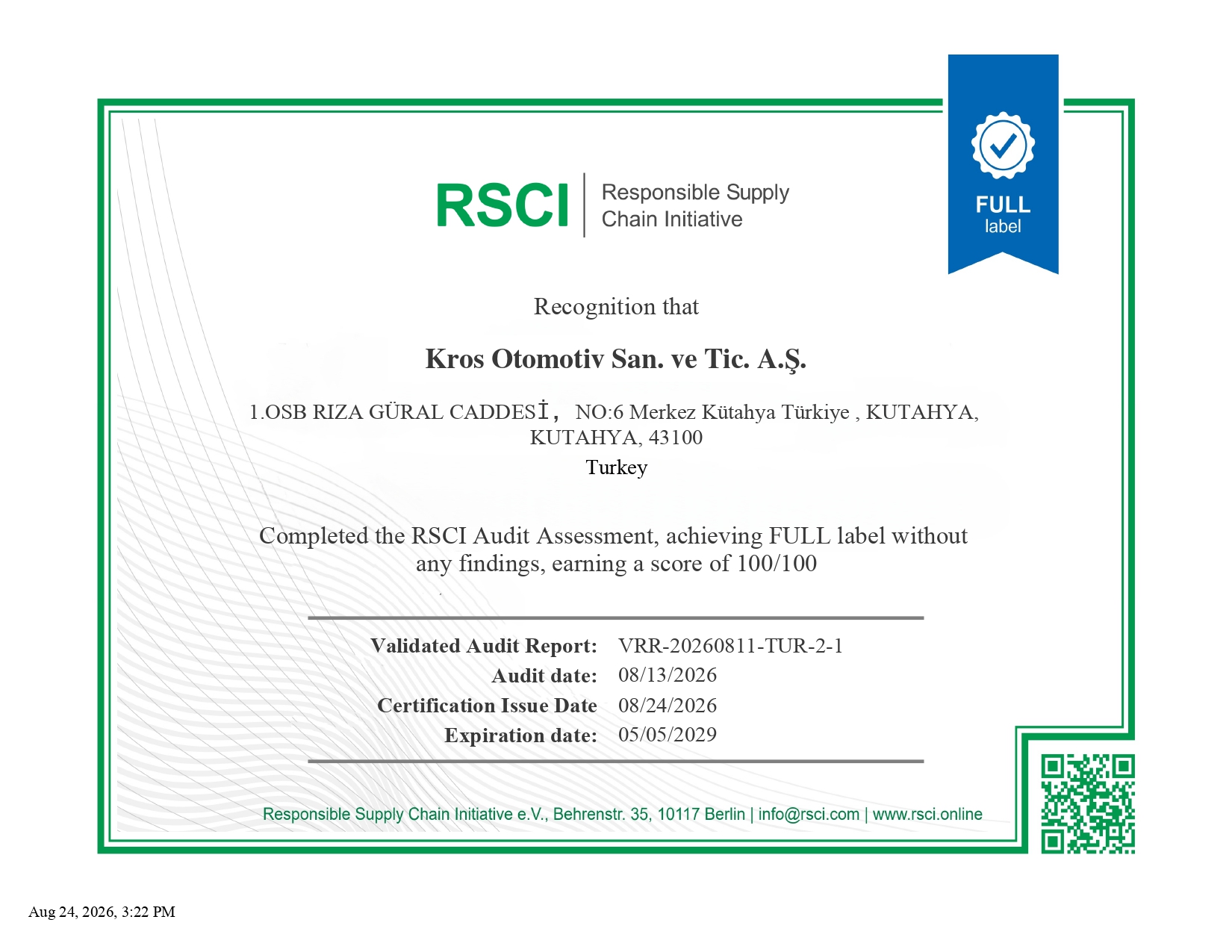 RSCI Full Label